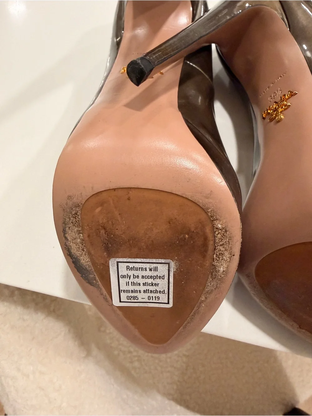 Prada Green  Patent Leather Peep-Toe Stilettos - Picture 5 of 5